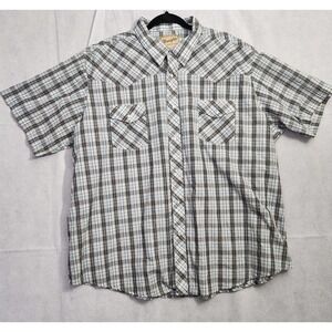 Wrangler Western Pearl Snap Button Shirt 3XL Short Sleeve Silver Metallic Plaid